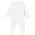 White Velour Babygrow, 1, hi-res