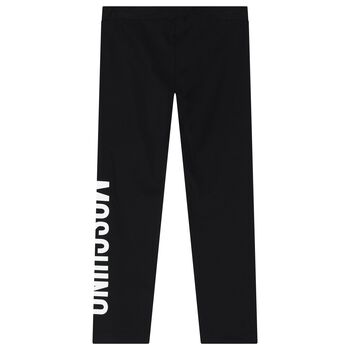 Girls Black Logo Leggings