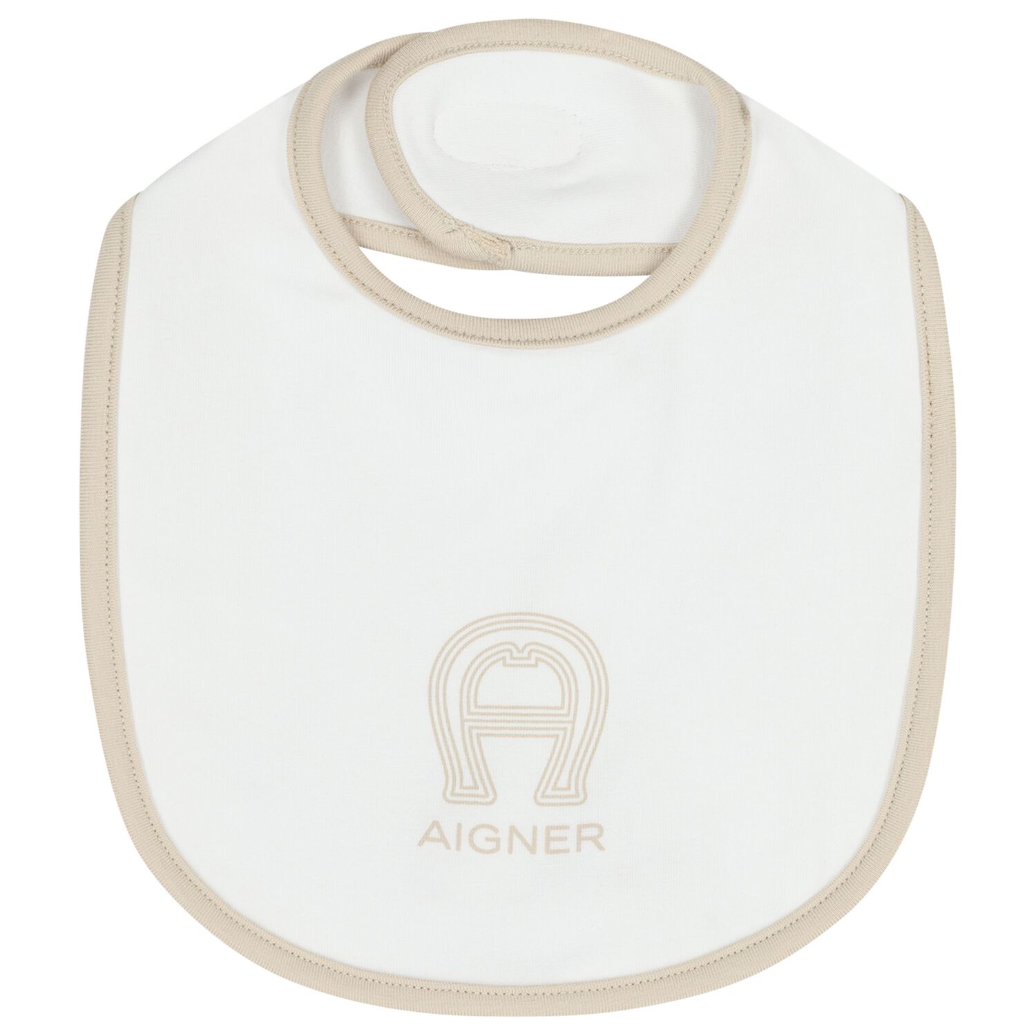 White & Beige Logo Baby Bib, 1, hi-res