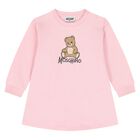 Younger Girls Pink Teddy Bear Logo Dress, 3, hi-res