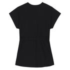 Girls Black Logo Dress, 1, hi-res