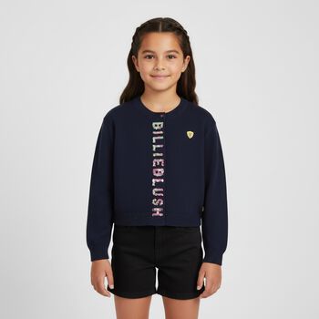Girls Navy Blue Sequin Cardigan