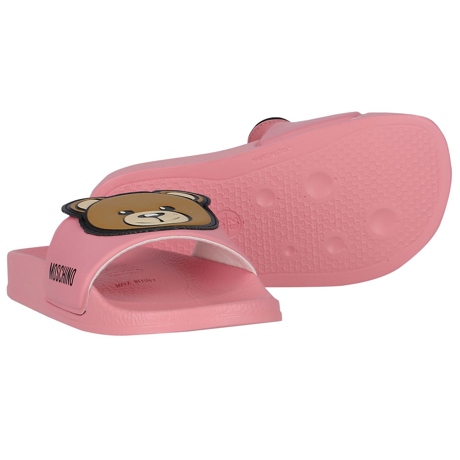 Girls Pink Teddy Bear Logo Sliders, 1, hi-res