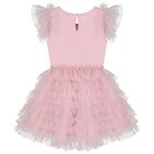 Baby Girls Pink Embellished Tulle Dress Set, 1, hi-res