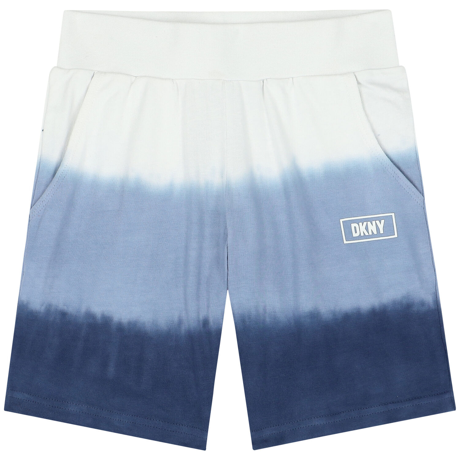 Boys White & Blue Dip-Dye Shorts, 1, hi-res