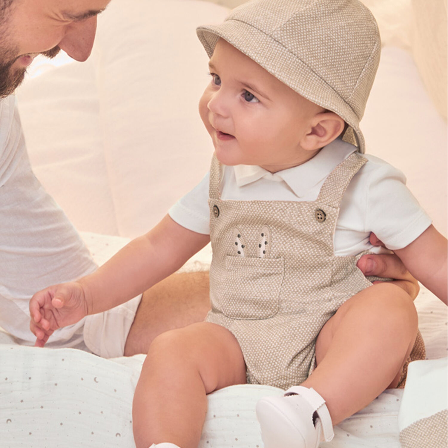 Baby Boys Ivory & Beige Romper Gift Set, 1, hi-res