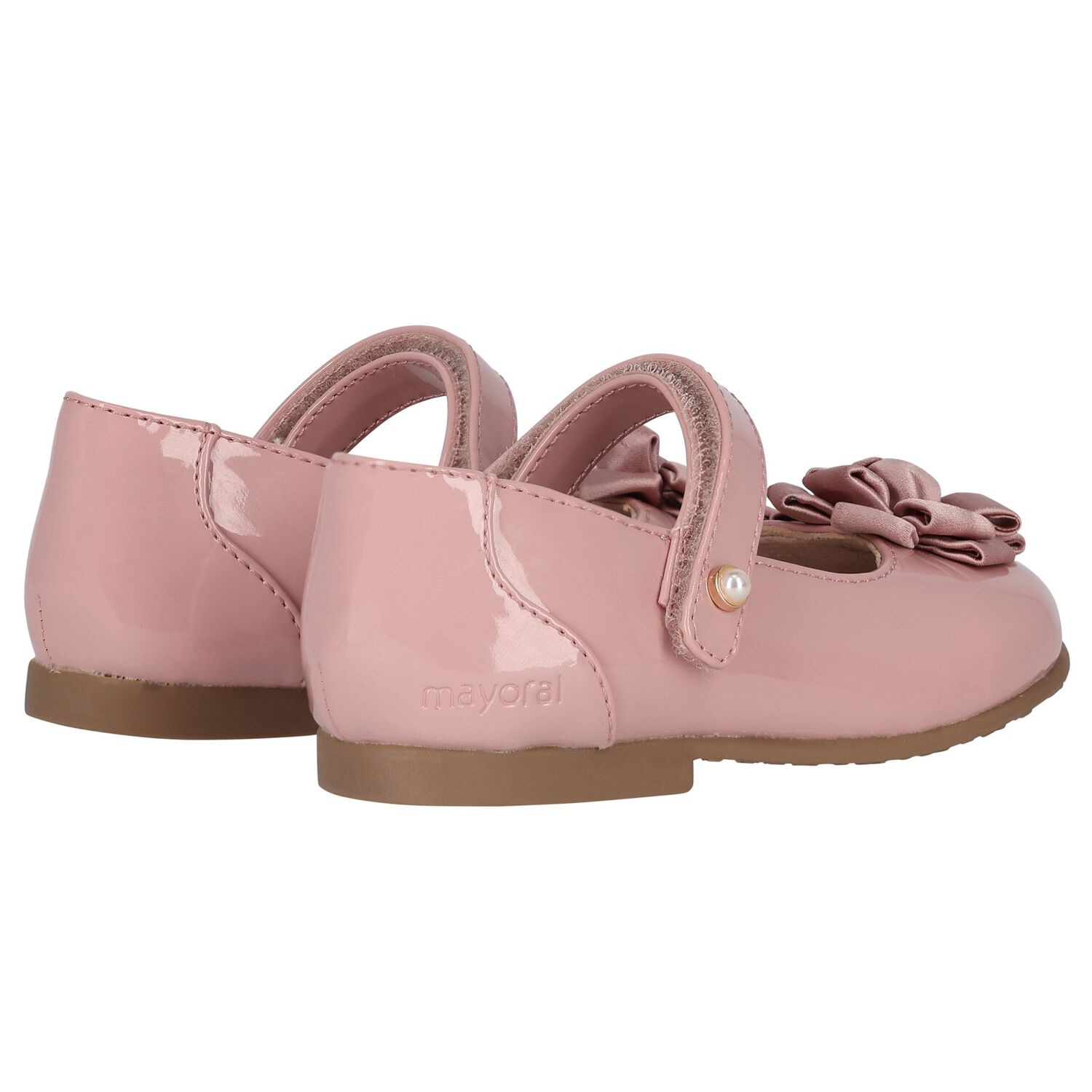 Girls Pink Patent Leather Ballerina Shoes, 2, hi-res