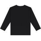 Girls Black Logo Long Sleeve Top, 2, hi-res
