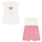 Baby Girls White & Pink Rompers ( 2-Pack ), 3, hi-res
