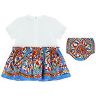 Younger Girls White Carretto Dress Set, 1, hi-res