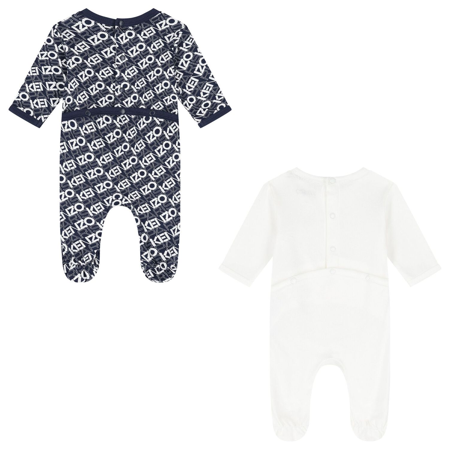 Navy Blue & White Logo Babygrows ( 2-Pack ), 1, hi-res