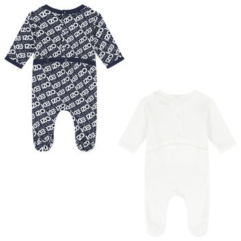 Navy Blue & White Logo Babygrows ( 2-Pack )