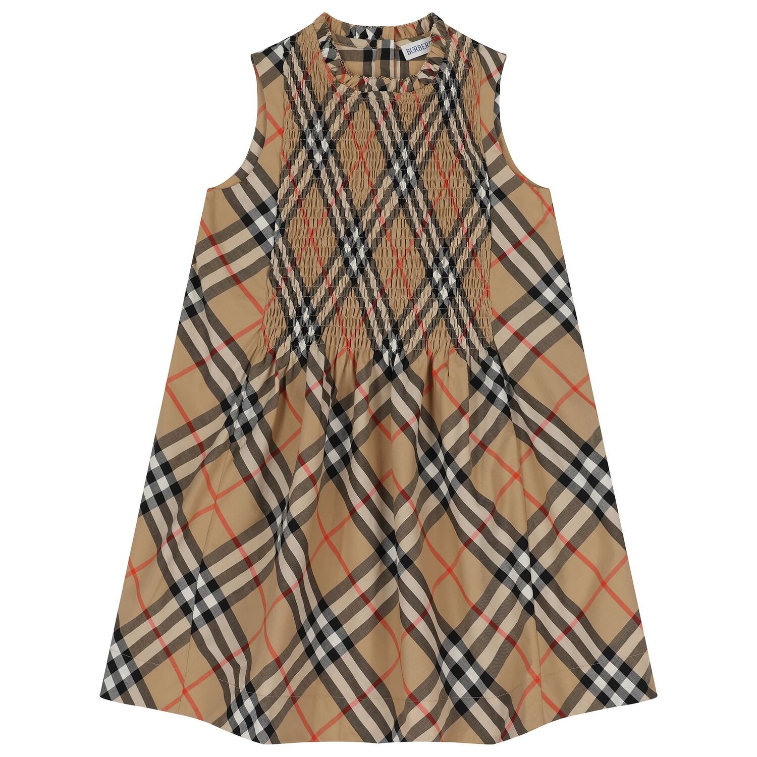 Girls Beige Check Dress, 1, hi-res
