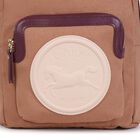 Girls Beige Canvas Horse Logo Backpack ( 26cm ), 1, hi-res