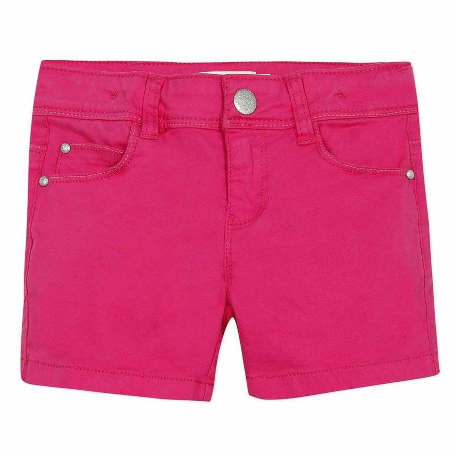 Girls Fuchsia Pink Cotton Shorts, 1, hi-res image number null