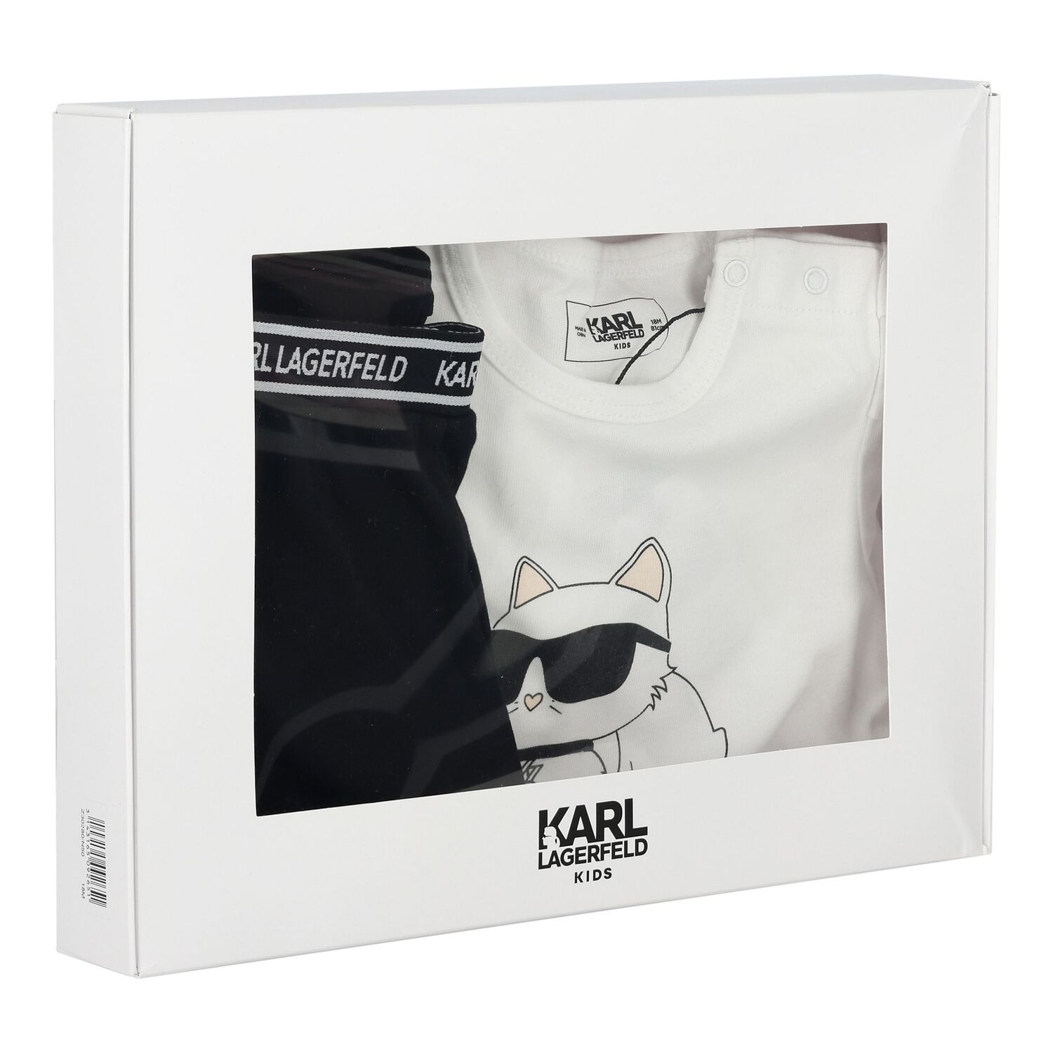 Younger Girls White & Black Choupette Leggings Set, 1, hi-res