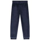 Girls Navy Blue Velour Tracksuit Set  ( 3 Piece ), 1, hi-res