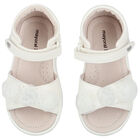 Younger Girls White Flower Sandals, 1, hi-res