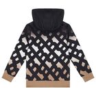 Boys White, Black & Beige Logo Hooded Top, 1, hi-res