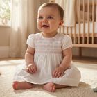Baby Girls White Smocked Dress, 1, hi-res