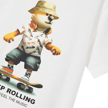 Boys Ivory Skateboard Bear T-Shirt