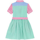 Girls Green & Blue Gingham Logo Dress, 1, hi-res