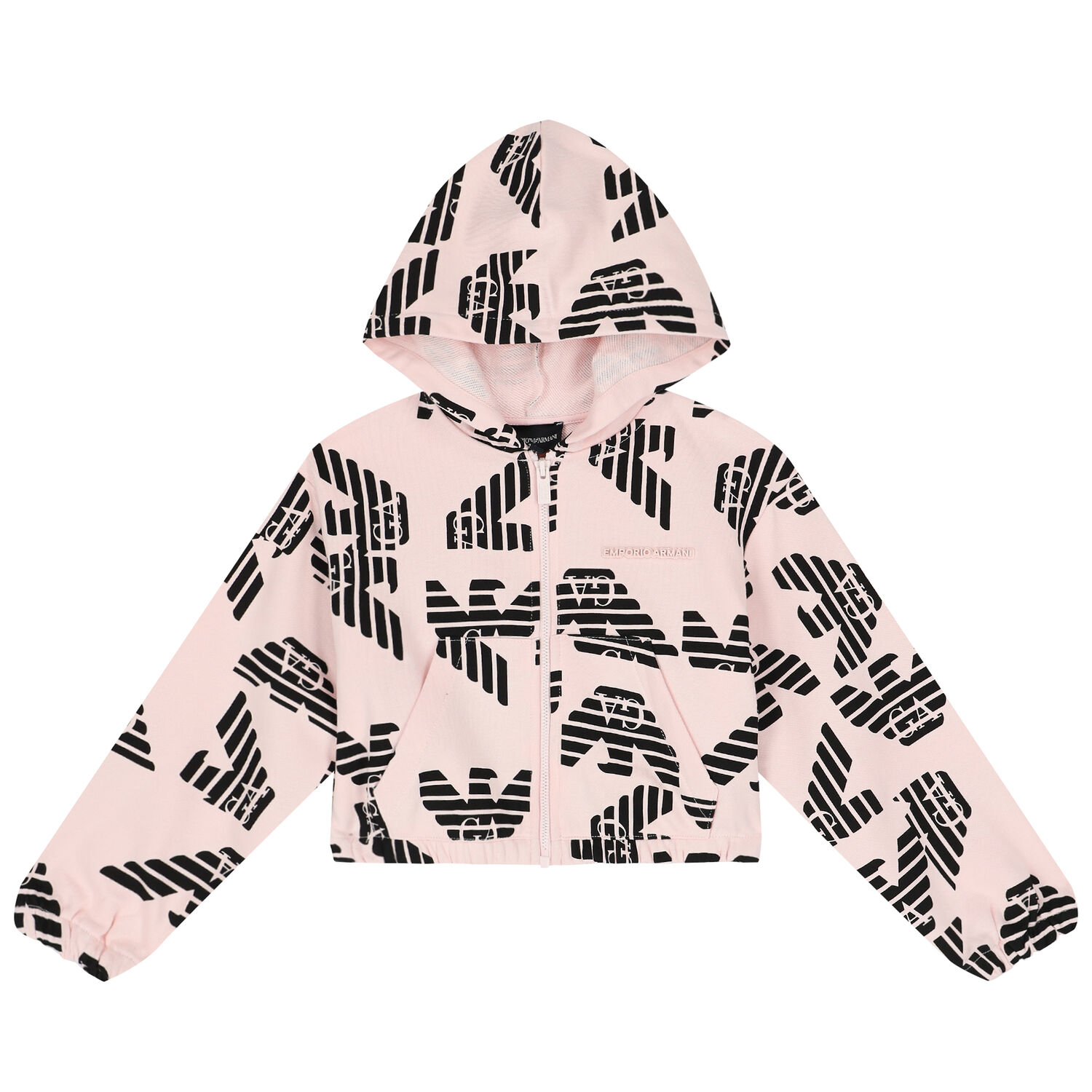Girls Pink Logo Hooded Zip Up Top, 1, hi-res image number null