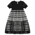 Girls Black Logo Dress, 2, hi-res