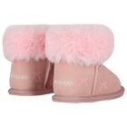 Girls Pink Suede Leather Bow Boots, 1, hi-res