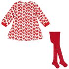 Girls Ivory & Red Hearts Dress Set, 1, hi-res