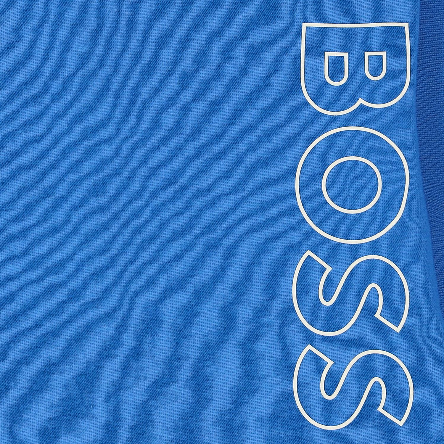 Younger Boys Blue Logo Long Sleeve Top, 3, hi-res image number null