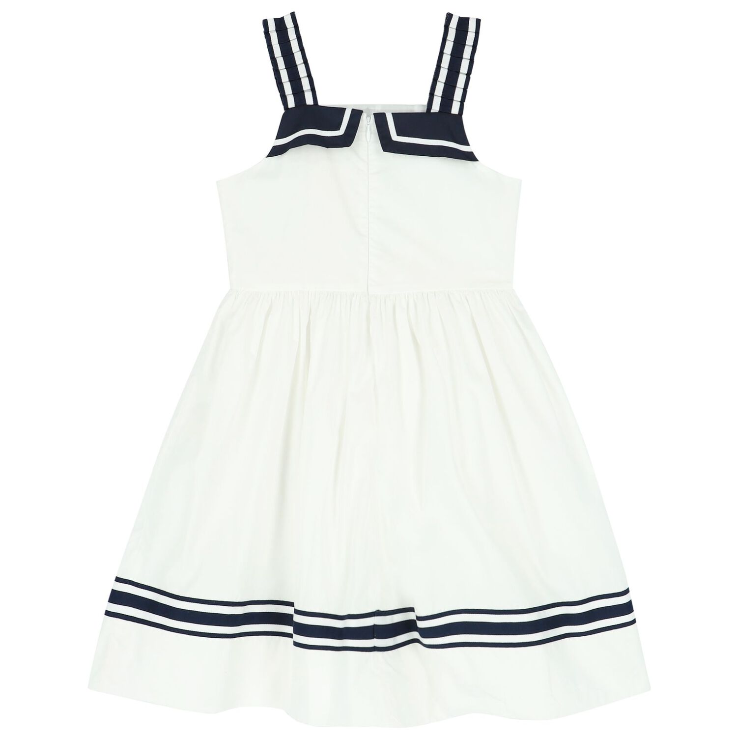 Girls White and Navy Blue Dress, 1, hi-res