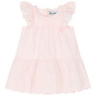 Younger Girls Pink Broderie Anglaise Dress, 1, hi-res