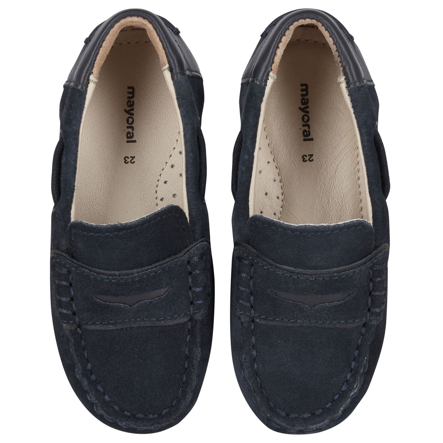 Boys Navy Blue Moccasins, 1, hi-res