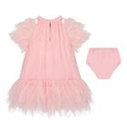 Baby Girls Pink Ruffled Tulle Dress Set, 1, hi-res