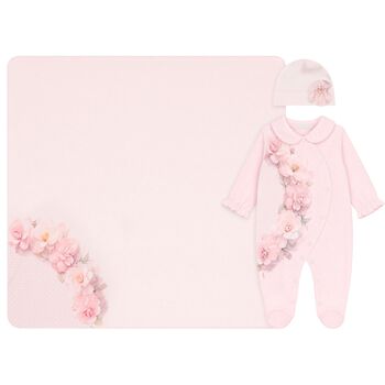 Baby Girls Pink Floral Babygrow Gift Set