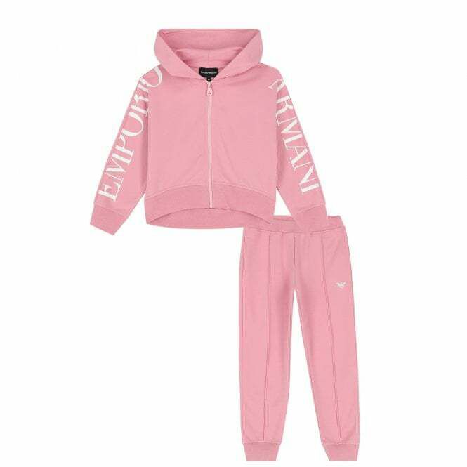 Emporio Armani Girls Pink Logo Tracksuit Junior Couture UK