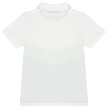 Boys White & Navy Blue Logo Polo Shirt