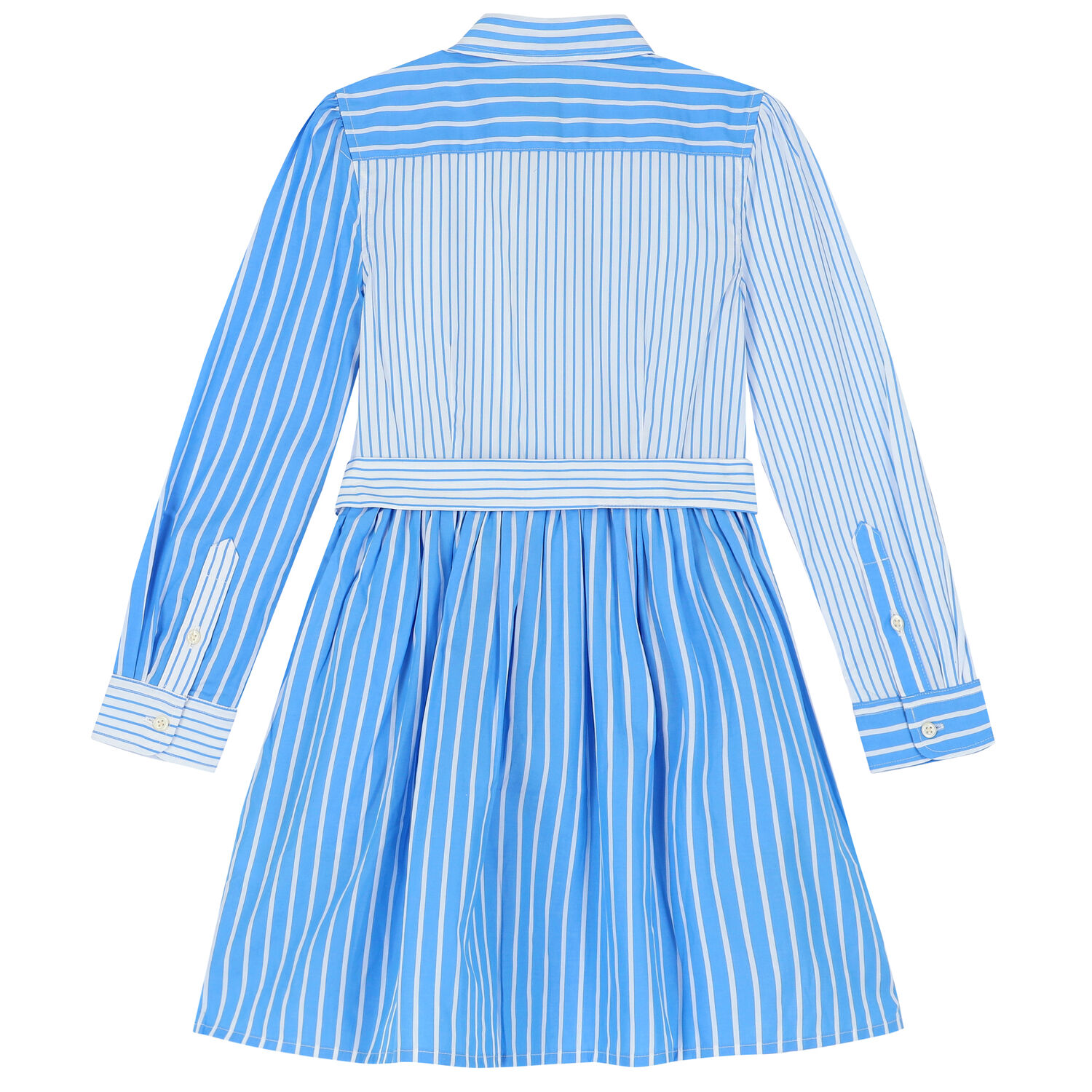Girls Blue & White Striped Dress, 1, hi-res image number null
