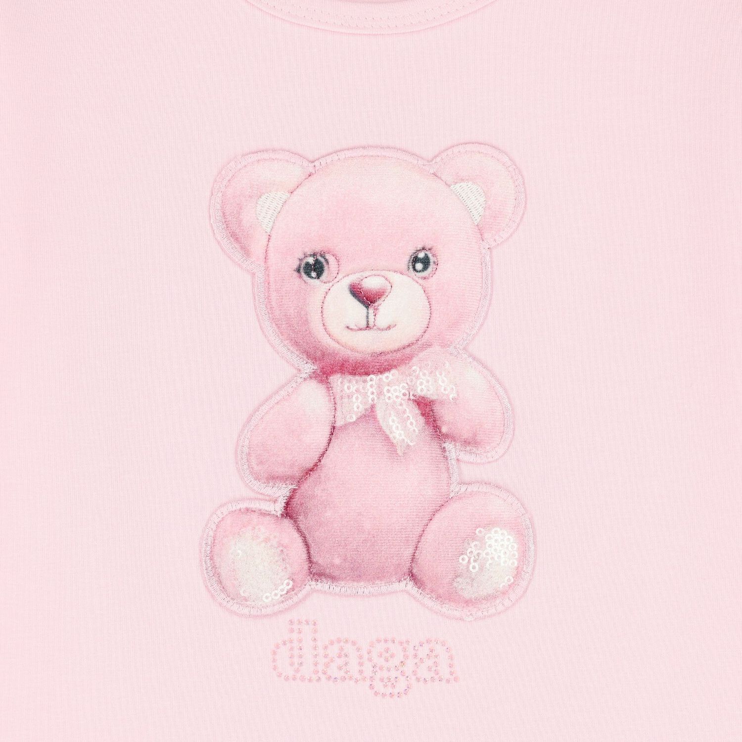 Girls Pink Teddy Bear Logo Long Sleeve Top, 1, hi-res image number null