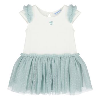Younger Girls Ivory & Green Dress