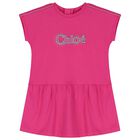 Younger Girls Pink Logo Dress, 2, hi-res