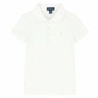 Girls White Logo Polo Shirt, 1, hi-res
