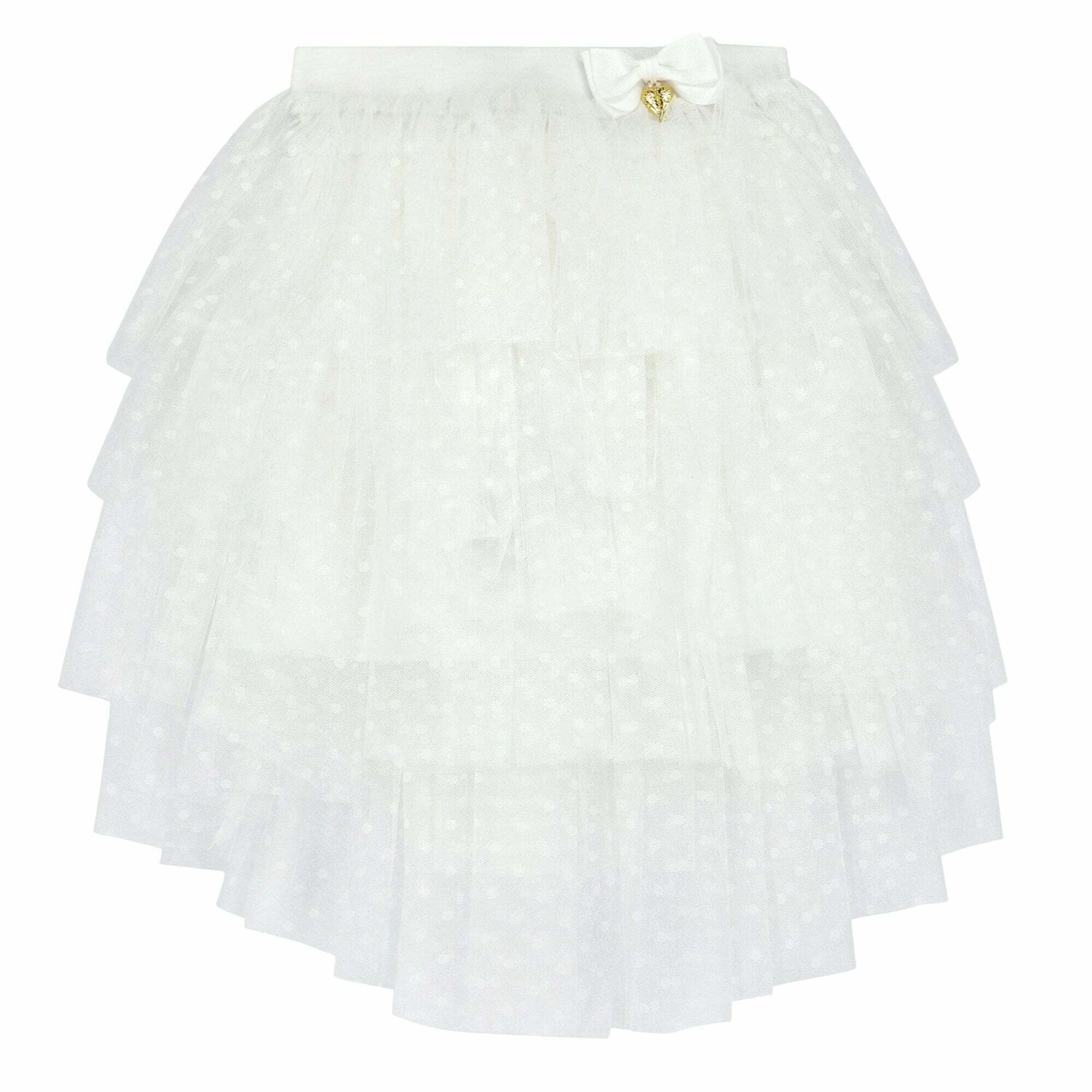 Girls White Tulle Skirt, 2, hi-res