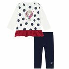 Girls White & Navy Leggings Set, 1, hi-res