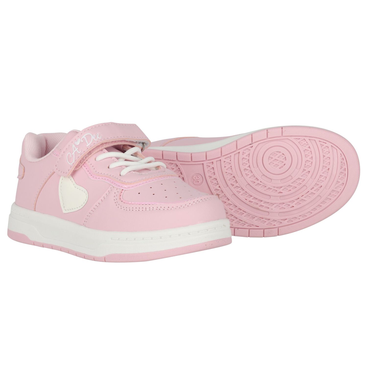 Girls Pink Heart Trainers, 1, hi-res