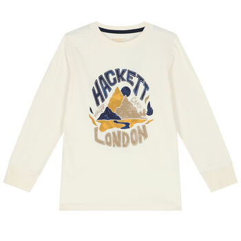 Boys Ivory Logo Long Sleeve Top
