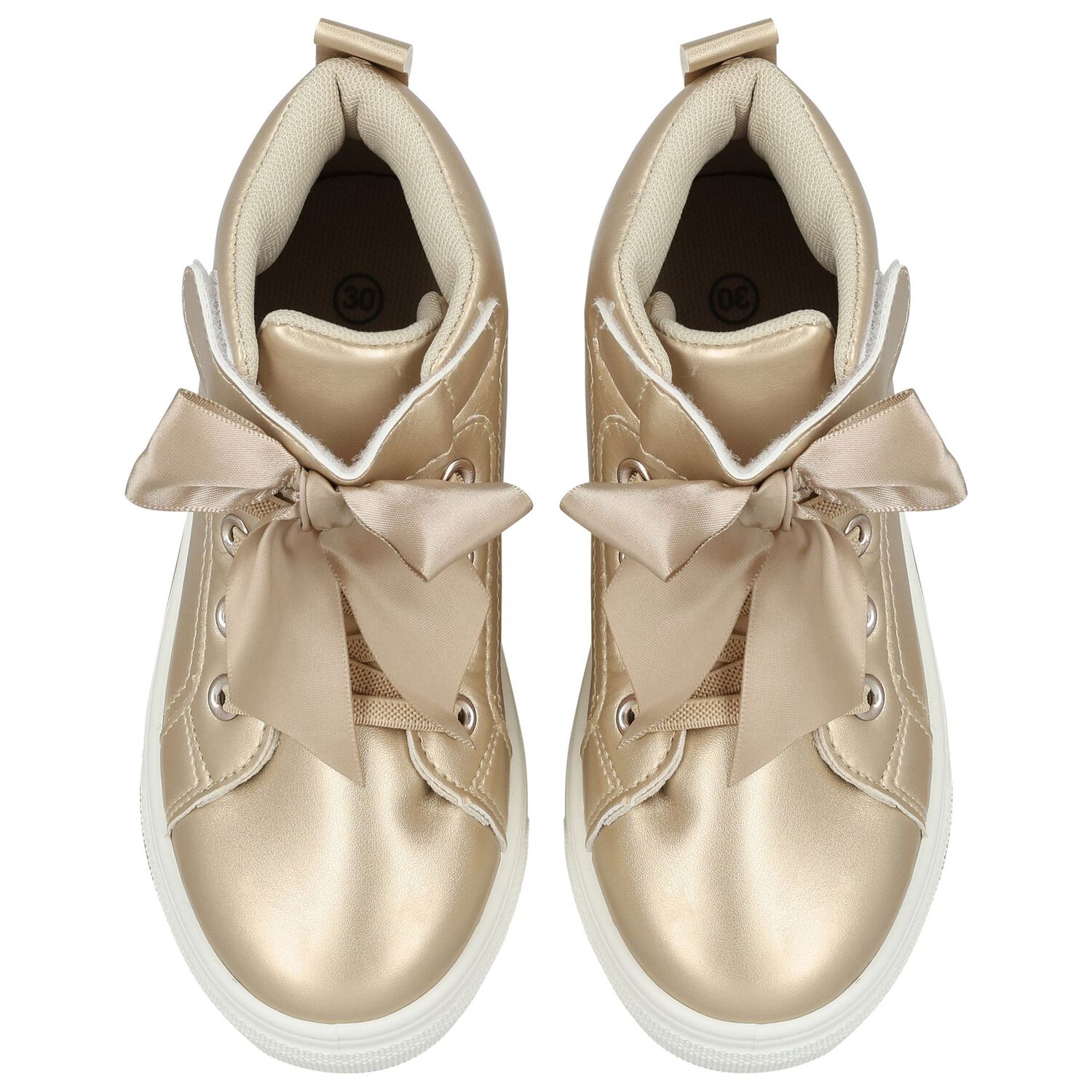 Girls Gold Bow Trainers, 1, hi-res image number null