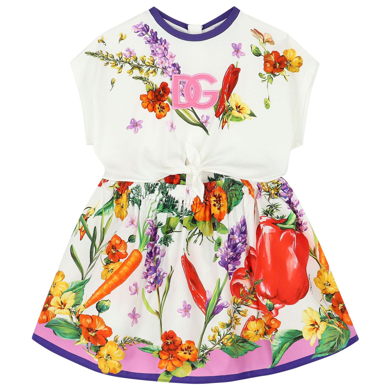 Girls White Farmer Dress, 1, hi-res image number null