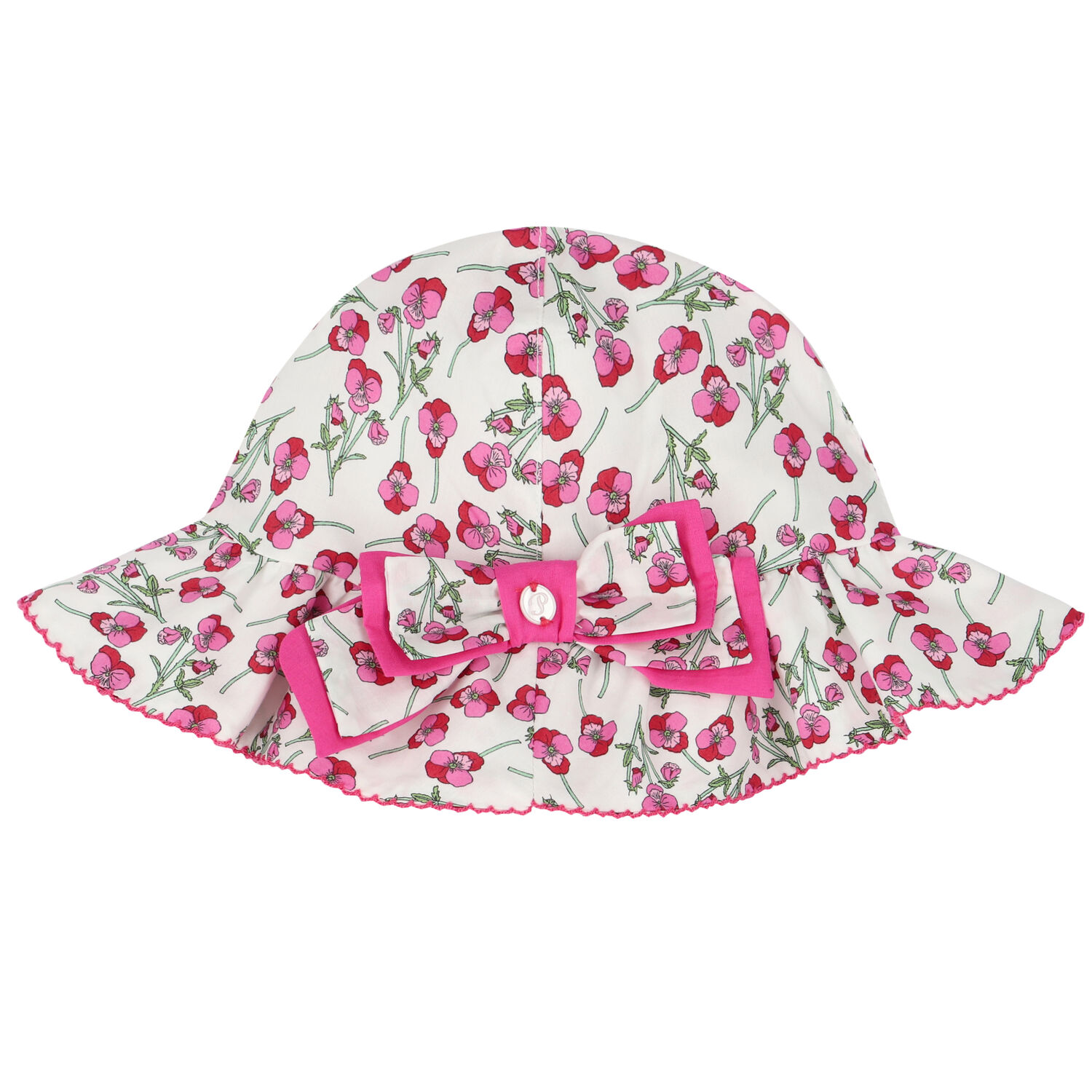 Baby Girls White Floral Hat, 1, hi-res